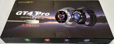 LAXASFIT GT4 Pro Smartwatch Black Metal Case Silicone Band 4GB Wireless