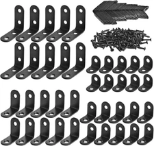 40 Pack L Shaped Corner Bracket Black 90 Degree Right Angle Metal Braces 20mm/25
