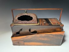 Fine Antique 19c Japanese Wood and Bronze Tobako Bon Smoking Box