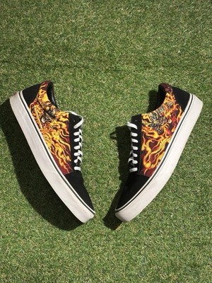 Size 10.5 - Vans Old Skool Samurai Rising Black w/Flames Skate Shoes