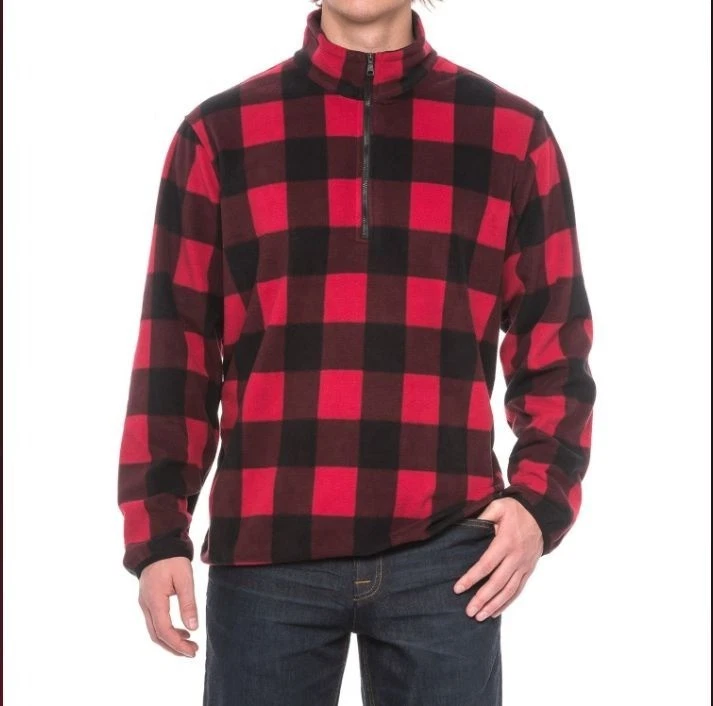 Hawke & Co Buffalo Check Fleece Jacket XL Zip Mock Neck Mens Pullover - Image 2 of 4