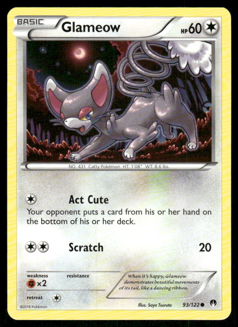 Glameow 93/122 Common BREAKpoint Pokemon Near Mint