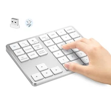 Bluetooth & 2.4G Number Pad, Rechargeable Wireless Numeric Keypad, Slim Silen...