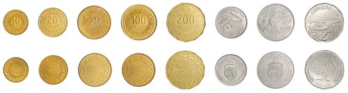 Tunisia 10 Milliemes - 2 Dinars 8 Pcs Set, 2005-2020, KM #306 - N #257573, Mint