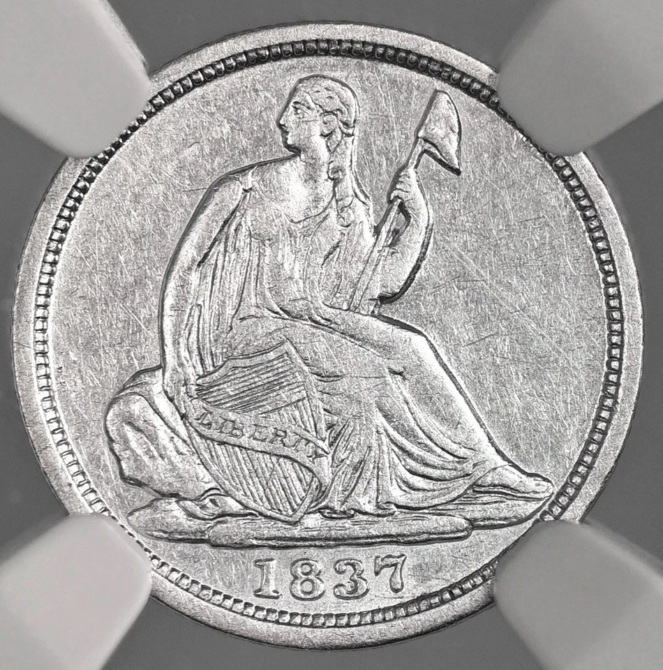 1837 H10C LIBERTY SEATED HALF DIME NGC XF DETAILS "SCRATCHES" 8404748-020 - Image 2 of 4