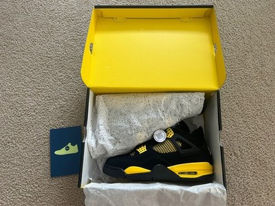 DS New Nike Air Jordan 4 Thunder Black Yellow Size 12 Authentic