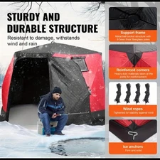 HappyBuy 6–8 Person Insulated Pop-Up Ice Fishing Shelter 130”x130”