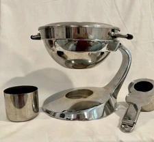 COPCO Unusal  Stainless Steel Space Age FONDUE Set w/ 2 Flame Holders EUC