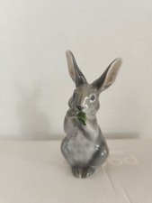 Vtg Royal Copenhagen Porcelain Rabbit Eating Leaf Figurine #1019, Denmark RARE