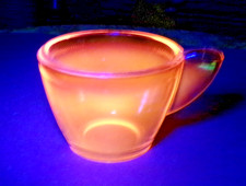 Akro Agate - Large Stippled Band Transparent Topaz Cup s -Glows Under Black Lite