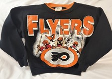 Vintage Philadelphia Flyers Looney Tunes Sweatshirt Youth 8 Bugs Bunny Taz NHL