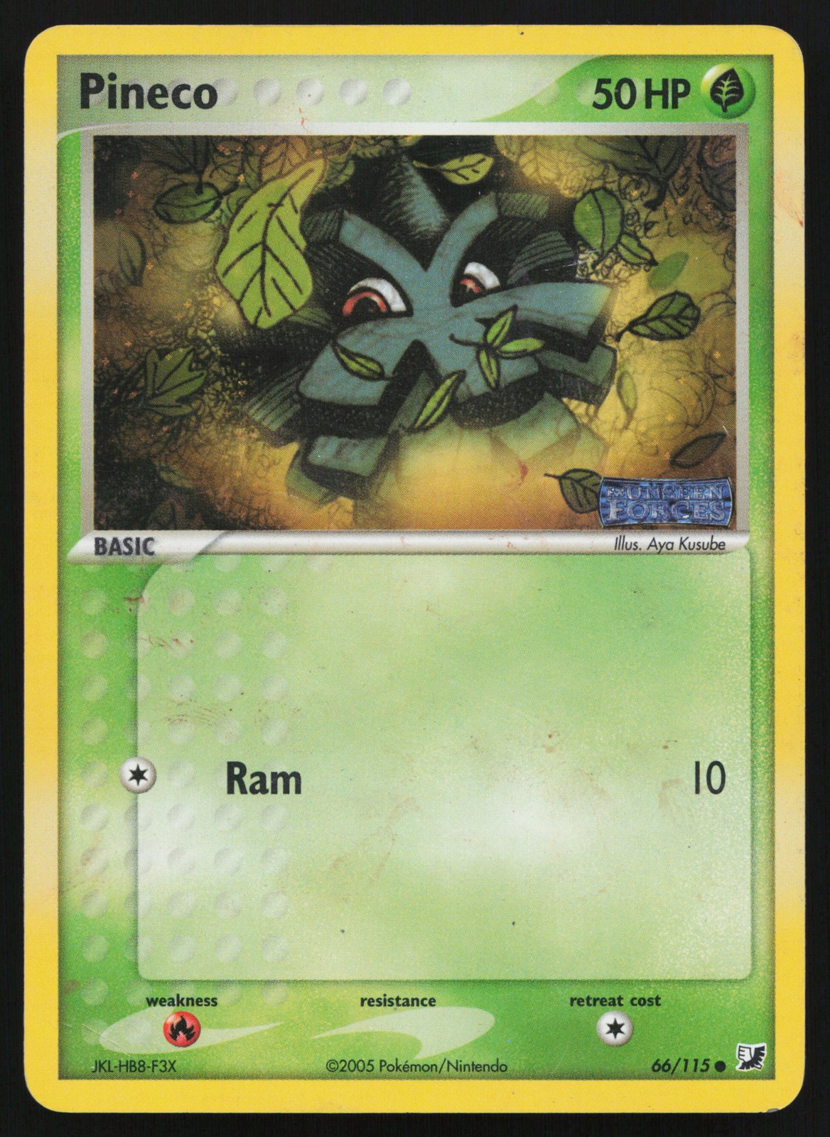 Pineco 66/115 Common Unseen Forces Reverse Holo Pokémon Card