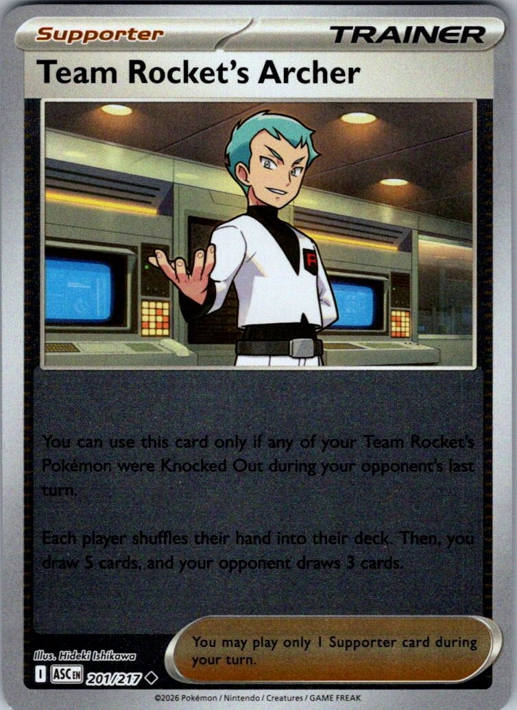 Team Rocket's Archer 201/217 Uncommon Ascended Heroes Pokemon Reverse Holo NM