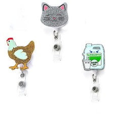 2 Pack Cute Silicone Retractable Badge Reel for Nurses Daily ID Card Holder Clip