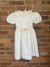 Ruth Of Carolina Vintage Girls Dress White Pink Sash Belt Party Wedding Size 5