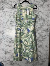 Nine West Green Abstract Print  A-Line Midi Dress Sz M NWT
