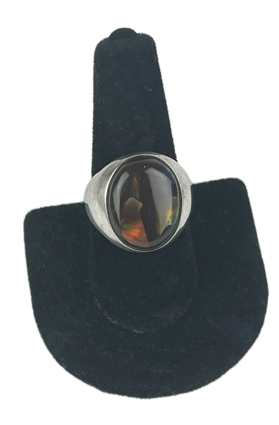 Vintage Solid Silver Fire Agate Large Heavy Ring … - image 1