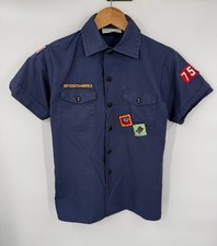 Boy Scouts of America Youth Uniform Shirt Blue Cotton Blend USA Size Large