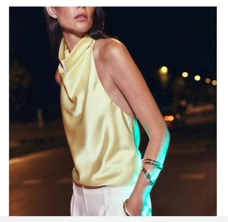 NWT Zara Silk Halter Top Size Small thumbnail 5