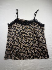 Wild Fable Womens Black Floral Lace Trim Adjustable Strap Cami Camisole M