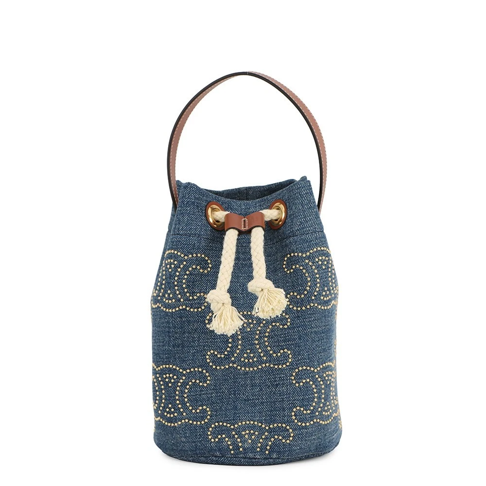 Celine — CELINE Triomphe Teen Drawstring Denim/Leather Blue/Brown 196532