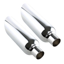 Pair Of Angle Cut Stainless Steel Exhaust Tips 2.5 Inlet 5 Outlet 17 Long Pair Of Angle Cut Stainless Steel Exhaust Tips 2.5 Inlet 5 Outlet 17 Long