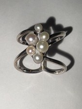 Sterling Silver PAJ 925 white pearl ring- Size 7-8- beautiful 