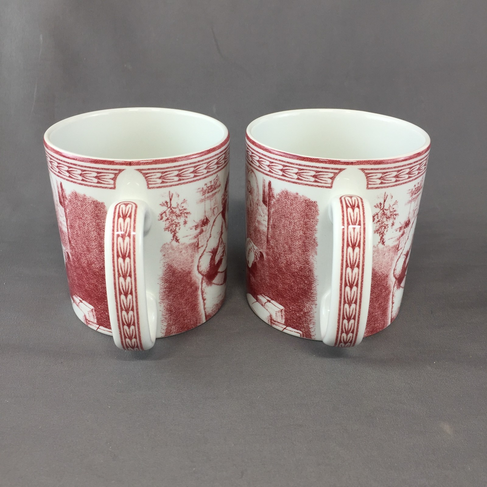 Red Transferware Set Set of 2 Spode Williams Sonoma St Nick Red Transferware Ceramic Mugs ...