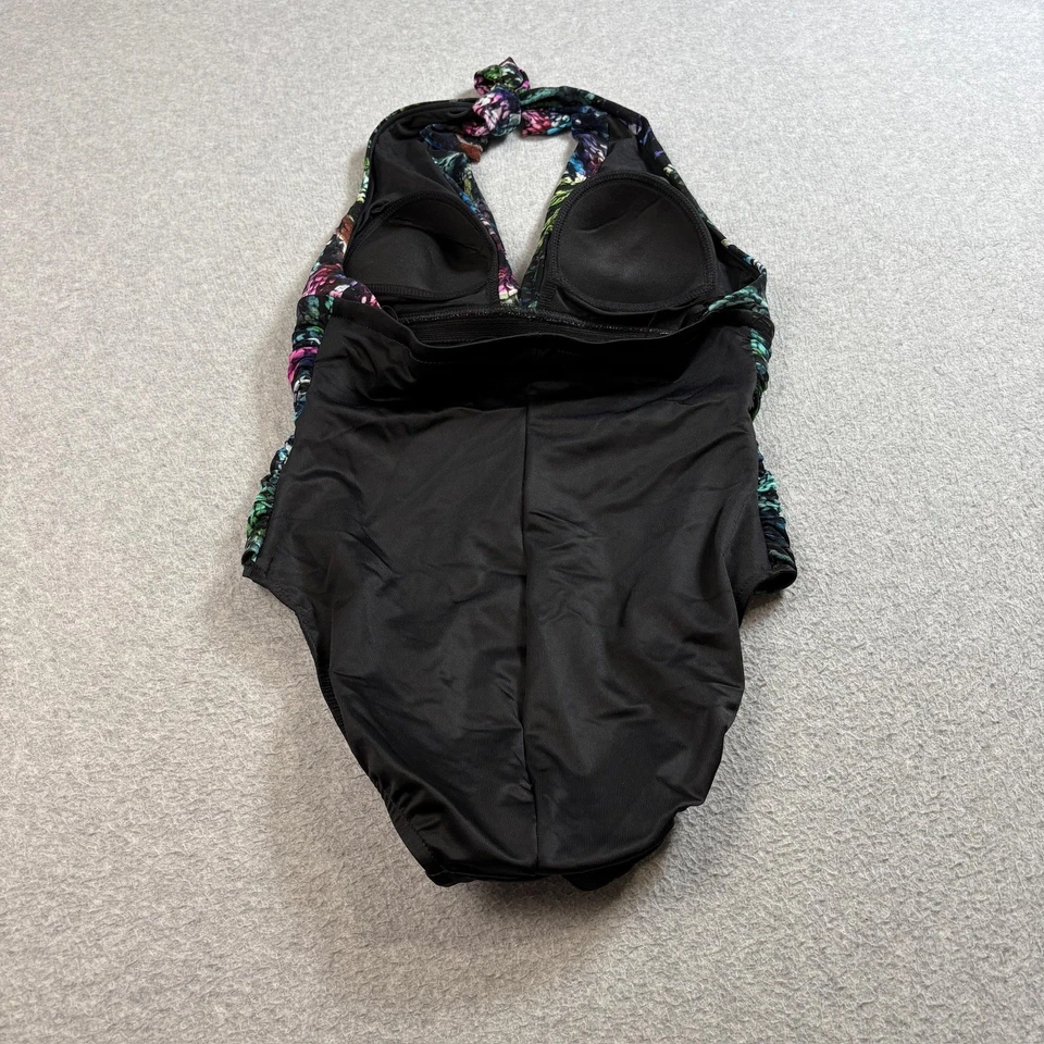 Traje de baño Magicsuit para mujer 10 negro multicolor halter de una pieza drapeado acolchado EE. UU. Foto 2 de 4