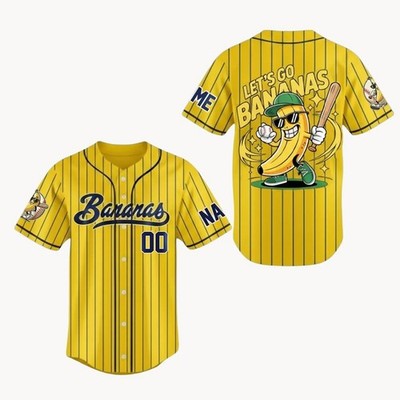 Personalized Bananas Team Baseball Jersey, Let's Go Bananas Jersey, Funny Banana