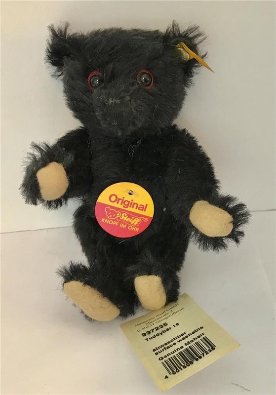 Steiff Black Teddy Bear Plush Stuffed Animal 6" W/ Button & Tag #997235