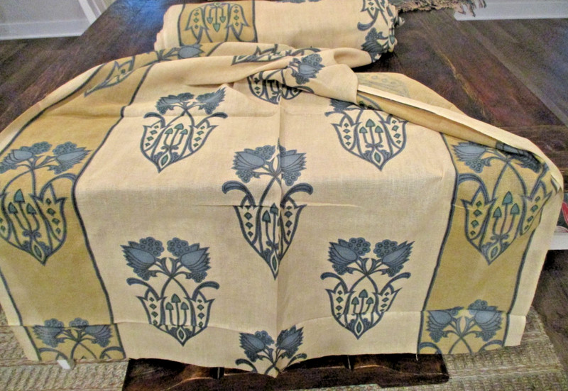 Antique Mission Arts And Crafts 100% Linen Curtain Fabric 15 Yards ESTATE FIND