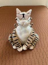 2001 Annaco Creations Amy Lacombe Cat Figurine w/ Heart Glasses Whimsiclay Style