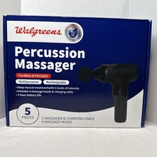 Walgreens 5 Piece Percussion Massager Cordless BRAND NEW 4 Massage Heads