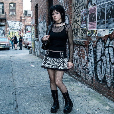 Y2K Tripp NYC Mini Skirt XL Black White Polka Dot Goth Emo Lace Up Daang VTG