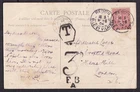 w1029/ France Postage Due Postcard Cover t/England 1904 w/3d.- F.B.A. Cancel