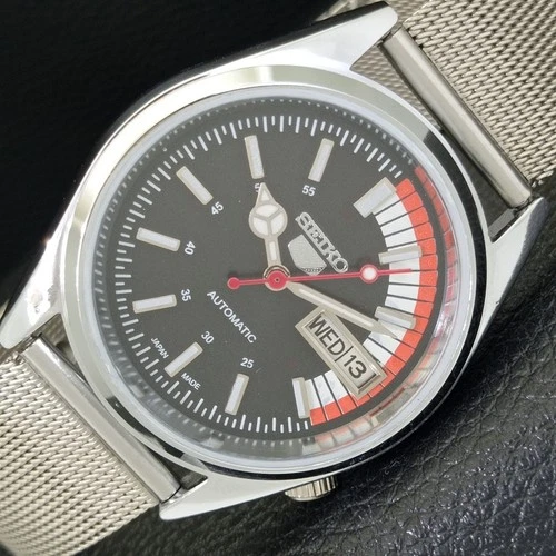 AUTOMATIC VINTAGE REFURBISHED SEIKO 5 6309A JAPAN MENS BLACK WATCH a441124-a