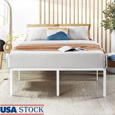Heavy Duty Metal Platform Bed Frame 18in King Size Steel Slat Support Storage US