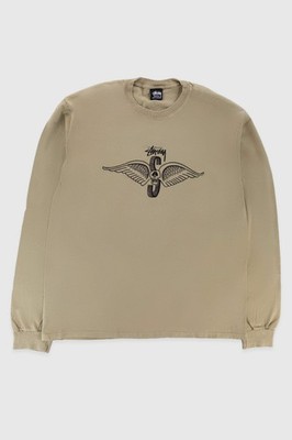 Stussy Skull Wings Ls Tee Pigment Dyed - Elm