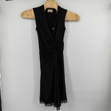 NWT Elie Tahari Black Sleeveless Faux Wrap Knot Front Sheath Dress XS