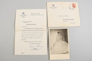 C73B06 Brief Foto Autogramm Friederike von Hannover Königin Griechenland 1956