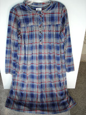Aria Collection Long-Sleeve Nightgown Blue Gray Red Plaid Sz Small Soft Pockets