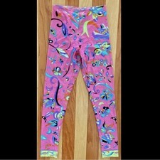RARE VINTAGE 1980s EMILIO PUCCI LYCRA LEGGINGS FOOTLESS TIGHT PINK LARGE L VHTF