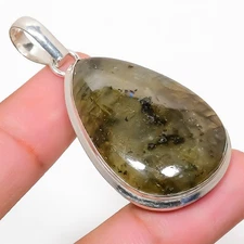 Labradorite Gemstone Handmade 925 Sterling Silver Jewelry Pendant 2.17"