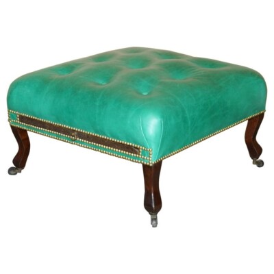 SELTENER ANTIKER GEORGISCHER 1760 CHESTERFIELD LEDER SCHEMEL MIT SLIP SERVIERTABLETT