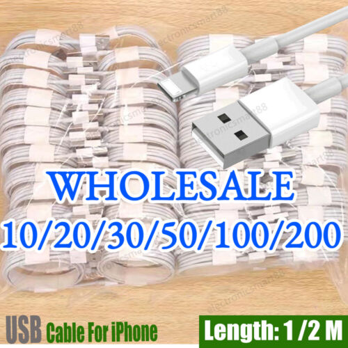 Vente en gros lot de câbles chargeur USB pour iPhone 13 2 11 Pro XR 8 7 6 cordon de charge rapide - Photo 1/14