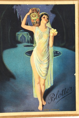 Vintage Litho Print Of Arabian Girl Blotter Best Wishes Calendar Art Circa 1936 - Picture 2 of 10