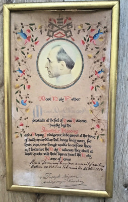 ''Illuminated'' Pope Pius XII Blessing & Plenary Indulgence circa 1955