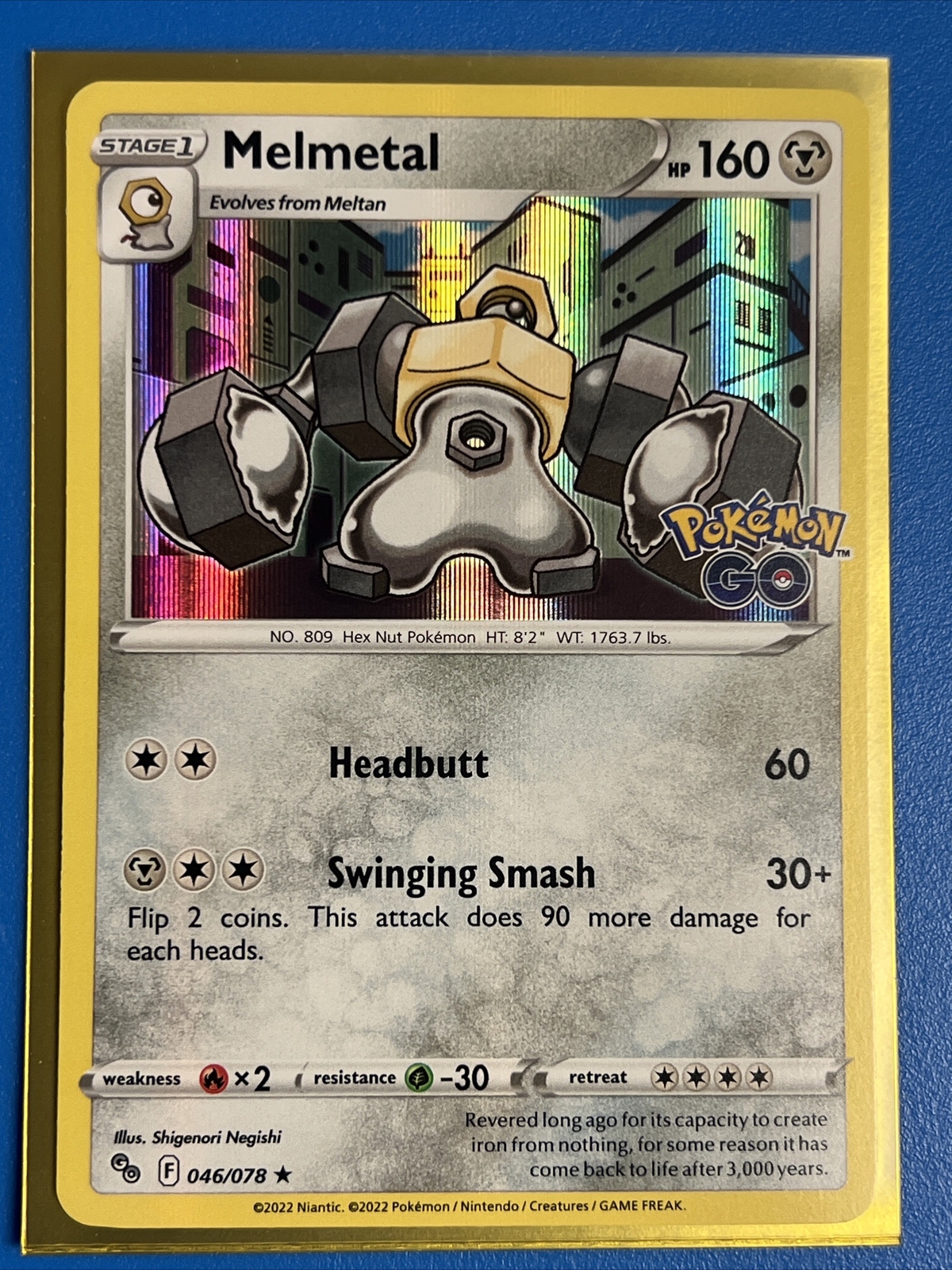 POKEMON GO SWSH MELMETAL 046/078 RARE HOLO NM + Card Saver
