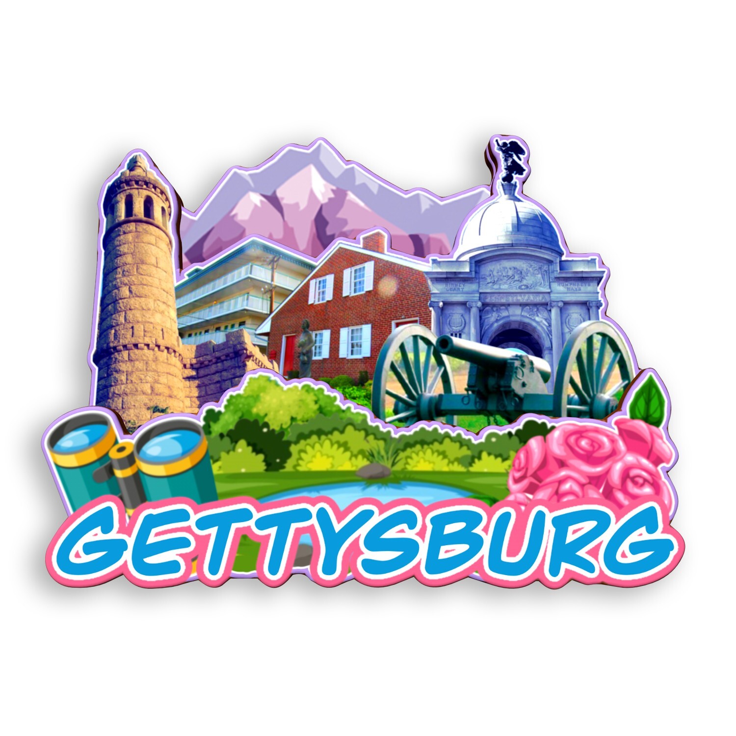 Gettysburg Pennsylvania USA Refrigerator magnet 3D travel souvenirs wood craft
